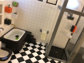 miniatura cabine de duche na casa banho modelos 3dprinting real chuveiro acessórios com brinquedo água 3d print model - Mito3D