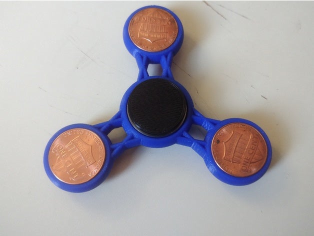 la croix double arc-boutée fidget jouets mécaniques 608 roulement spinner penny trispinner 3D print model - Mito3D