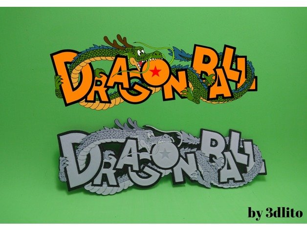 logo de dragon ball en 3d art 3dlito el anime bola dragón dragonball imagen lithophania litofania manga hijo goku 3D print model - Mito3D