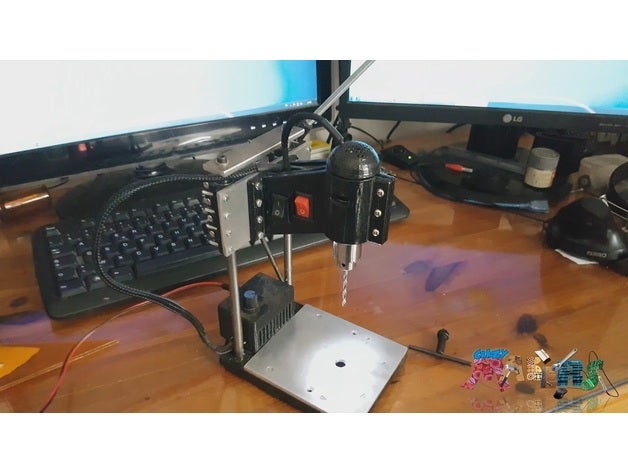 portabrocas de escritorio mini taladro máquina herramientas el los agujeros 3D print model - Mito3D