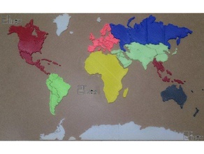 printable world map puzzle Karte bedruckbar ist Welt 3d print model - Mito3D