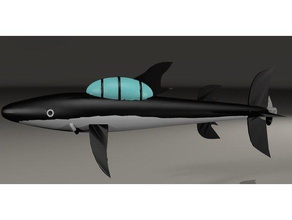 tintin submarino tubarão - sous marin requin brinquedos & games sous-marin 3d print model - Mito3D