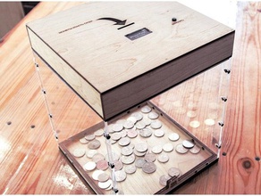 digital counting piggy bank - Elektronik arduino Münze Münzen coinsorter das zählen lasercut laser-cutter oled 3d print model - Mito3D
