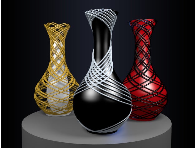 d'élégants vases, trois styles décor double couleur extrusion vase de fleurs spirale 3D print model - Mito3D