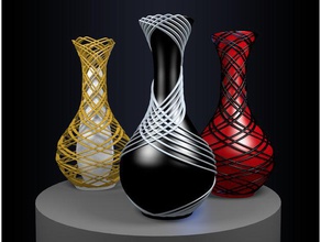 elegant vases -- three styles decor dual color extrusion flower vase spiral 3d print model - Mito3D