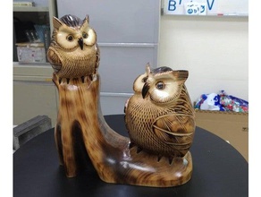 owl made sculptures carving japan japanese owls sculpture taiwan wood 3d print model - Mito3D
