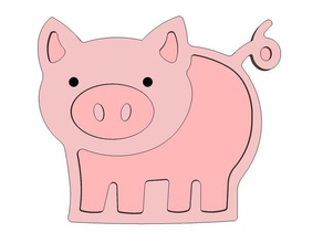 pig 4 animals fridge magnet piglet wslab 3d print model - Mito3D