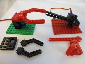 parametric servo-Greifer lego-Stein gesetzt in der Robotik arduino arm claw flexibel Greifer lego openscad Roboter servo Stamm 3d print model - Mito3D