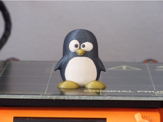 penguin unique et multi-couleur animaux double extrusion linux multi-matériaux multi couleur pingouin tux 3D print model - Mito3D