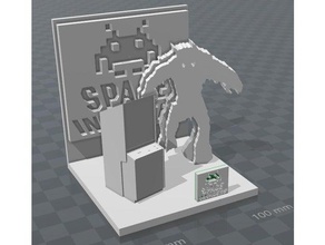 space invader diorama toy & game accessories arcade retrogaming invaders 3d print model - Mito3D
