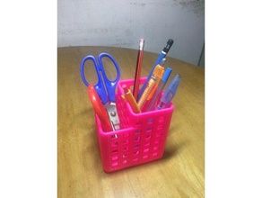 pen holder two compartments household basket box diy househ pencil tray utility 3d print model - Mito3D
