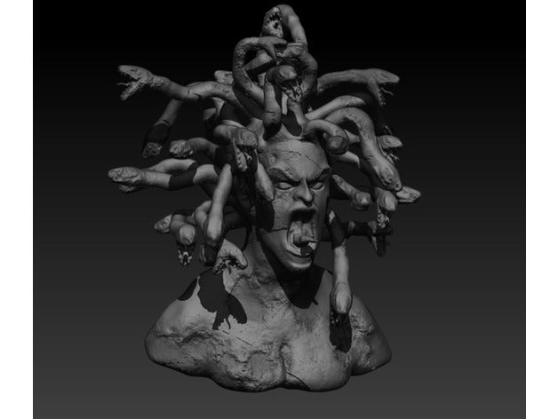 medusa-Büste Kreaturen Ungeheuer Kreatur Griechisch griechischen Skulptur medusa Mythos Mythologie Schlange 3D print model - Mito3D