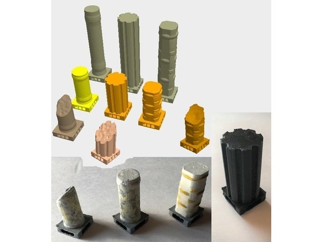 différentes colonnes openlock jeux la colonne les le mdn prop tuiles donjon donjons dragons de fantaisie figurine 28mm openforge un jeu rôle rpg dessus table 3D print model - Mito3D