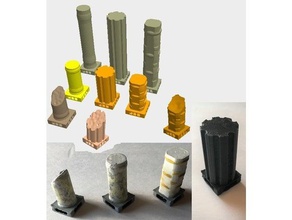 various columns openlock games column dnd prop tiles dungeon dungeons dragons fantasy miniature 28mm openforge roleplaying rpg tabletop 3d print model - Mito3D