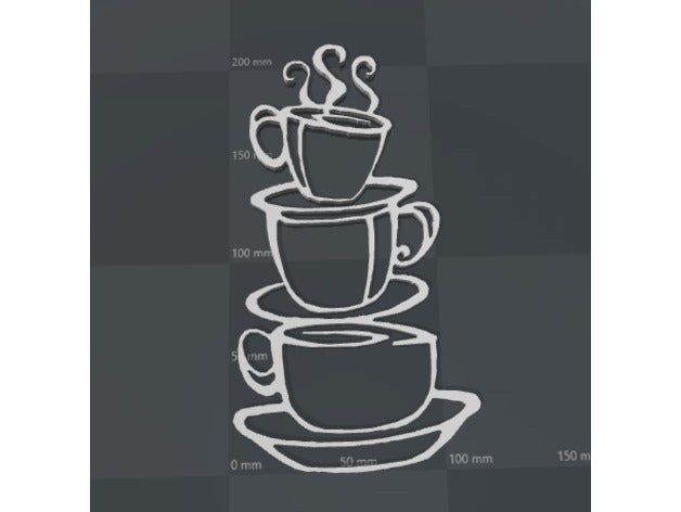 tazze di caffè silhouette 2d art tazza la decorazione 3D print model - Mito3D