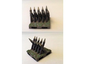 anti-cavalry spikes cheval frise games dnd tiles dungeons dragons dungeon fantasy miniature 28mm openforge openlock rpg prop wargaming woodwork 3d print model - Mito3D