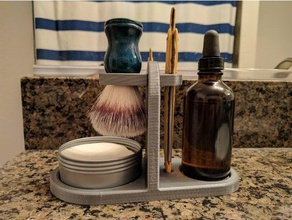 wet shaving stand straight razor brush soap oil bathroom organization organizer shave 3d print model - Mito3D