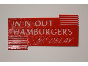 in-n-out no delay sticker signs & logos 2 color 25d 2d art fast food restaurant hamburger n out logo multicolor 3d print model - Mito3D