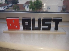 rust logo text stand games 3d print model - Mito3D
