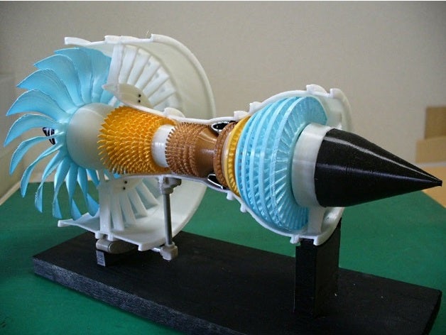 jet engine 3 di spool ingegneria 3-spool high bypass motore un turbofan 3D print model - Mito3D