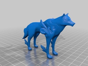 okami amaterasu - thicker tail printing sculptures brush game wolf 3d print model - Mito3D