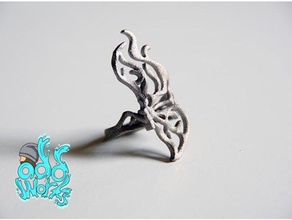 farfalla anello astratto gioielli strano opere 3d print model - Mito3D