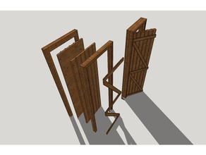 puerta de madera z ah ap cap-diorama La impresión en 3d modelo arquitectónico la cafetería diorama diy a escala 3d print model - Mito3D