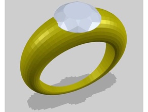 ring diamond rings objet openscad openscadtutorial simple stratasys 3d print model - Mito3D