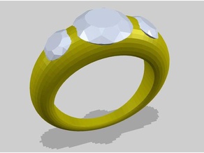 ring mit 3 Diamanten Ringe diamond openscad 3d print model - Mito3D