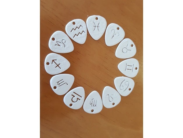 zodiac plettri musica l'astrologia chitarra plettro per oroscopo gioielli pick 3D print model - Mito3D