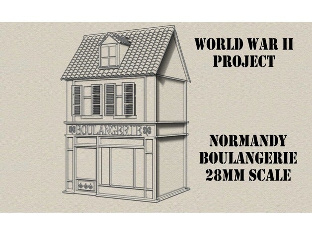 normandie boulangerie - snunfu ww2 wargame système jouets & accessoires de jeux la construction miniature paysage terrain wargaming guerre mondiale 2 3D print model - Mito3D