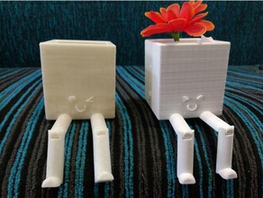 kawaii flower pot decor decoration emoji vase funny moving parts preassembled 3d print model - Mito3D