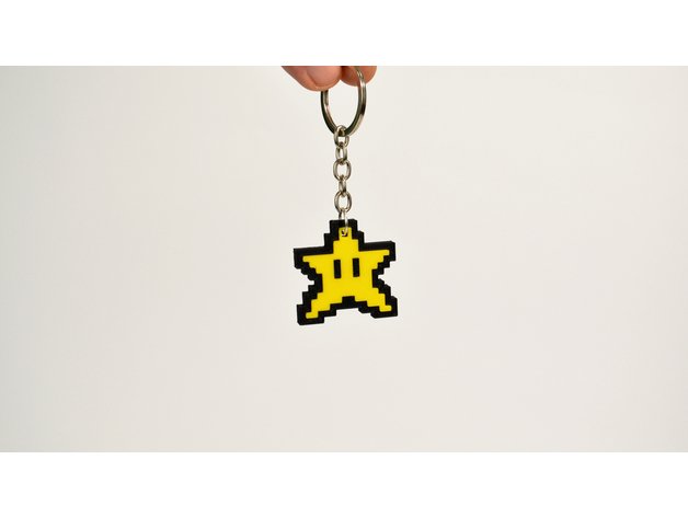 8bit star mario keychain toys & games 3dmodel 3dmodeling 3dprintable 3dprinting abs assembly required super zortrax 3D print model - Mito3D