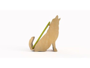 wolf mobile stand hobby phone woodworking 3d print model - Mito3D