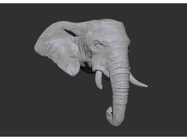 l'éléphant d'afrique de la tête du low poly animaux - africaine animal zbrush 3D print model - Mito3D