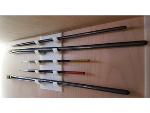 paint brush hanger holder - wall mount five brushes diy rack 3d print model - Mito3D