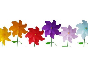 fiore mulino a vento catchthewind colore fiori multicolor spinner giocattolo filatura 3d print model - Mito3D