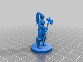 female half-orc miniature toy & game accessories dnd 3d print model - Mito3D