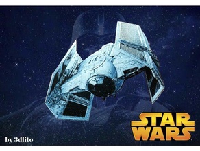 nave combate star wars dibujo 3d art 3dlito drawing espacio galaxia guerra tie fighter 3d print model - Mito3D