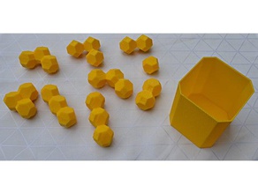1-2-3 truncated octahedrons puzzles 3d print model - Mito3D