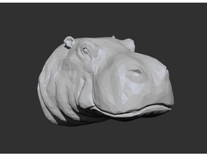 hippo head - low poly animals animal hippopotamus organic zbrush 3d print model - Mito3D
