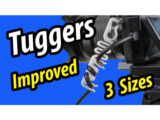 tuggers - verbesserte 3 Größen Kamera 7-Zoll-hdmi lcd Kabel Kabel-clip Kabel-Halter Kabel-management Kabel-Zugentlastung hdmi hdmi-Kabel-Platte hdmi-monitor hdmi-mount Ruck jerker die Erleichterung socket Belastung Zugentlastung stress relief tug usb usb-Kabel usb-Halter 3D print model - Mito3D