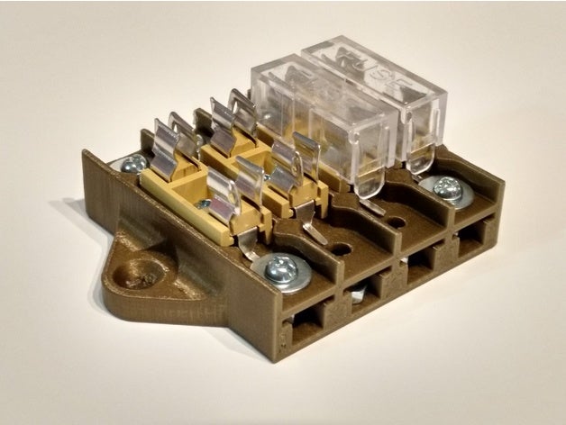 205 fusível do bloco de terminais - 4 post eletrônica 20mm 5mm fusíveis fusebox porta-fusível vidro seguro tubo m205 o terminal tira 3D print model - Mito3D