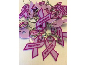 survivor cancer ribbon keychain keychains 3d print model - Mito3D