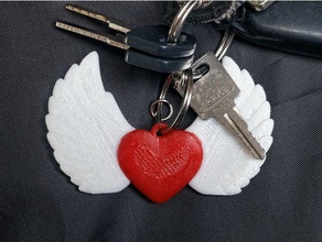 winged heart keychain keychains 3d amulet herz holder love peace schluesselanhaenger schl sselanh nger 3d print model - Mito3D