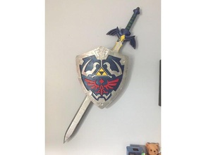 wall hanger master sword hylian shield 3d printing cosplay display link video game mount work progress zelda 3d print model - Mito3D