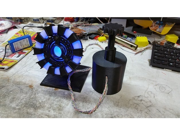 tony stark arc reactor adjustable 1watt leds & power base electronics 3D print model - Mito3D