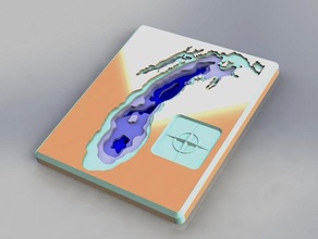 carte bathymétrique du lac michigan décor 3d print model - Mito3D