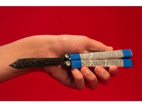 balisong de borboleta, faca reta, alças redorb personalizado A impressão 3d canivete butterfly 3d print model - Mito3D