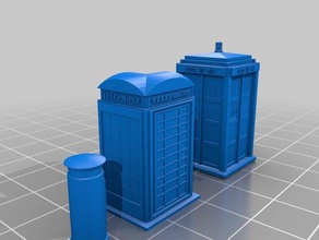 15mm 1935 k2 telephone box royal post & type 40 tardis toy game accessories 3d print model - Mito3D